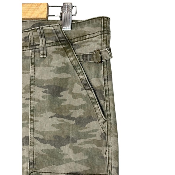 Anthropologie Womens Camo Cropped Flare Pants 32 Utility Pockets Green - Picture 8 of 13